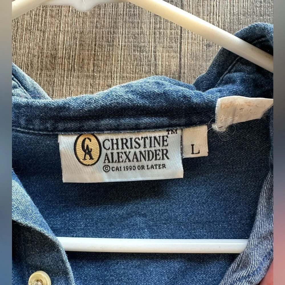 Vintage star bedazzled chambray top size L - Picture 5 of 8